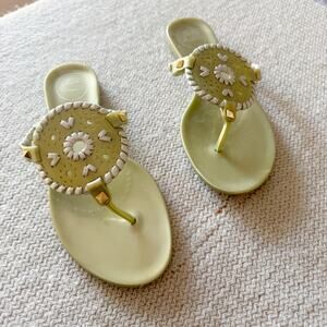 Jack Rogers Green Metallic Georgica Jelly Thong Sandal Size 7 Beach Resort